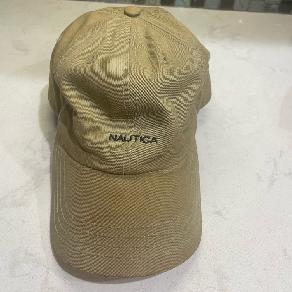 Nautica Vintage Y2K Distressed Cap Hat -beige/Khaki/navy